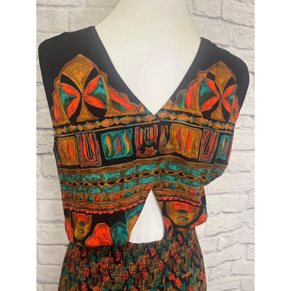 Carole LIttle Tribal Aztec Vintage Maxi Dress Ladies Size Large Sleeveless - Picture 6 of 9
